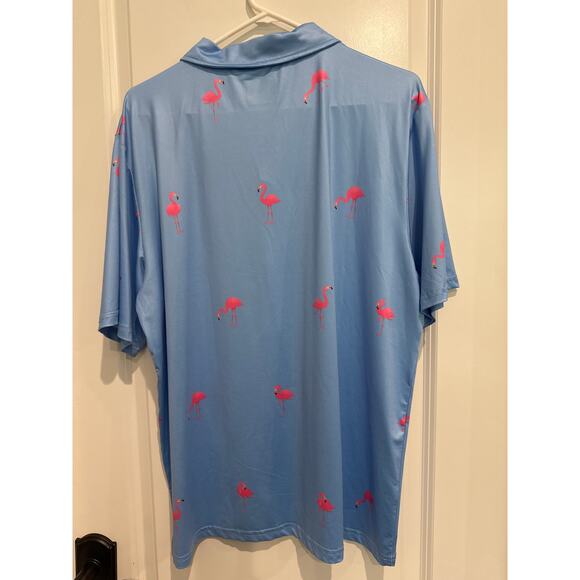 MSRP $99.97 NWOT Obnoxious Flamingo Cool Tech Performance Golf Polo Size L-XL - Picture 6 of 8